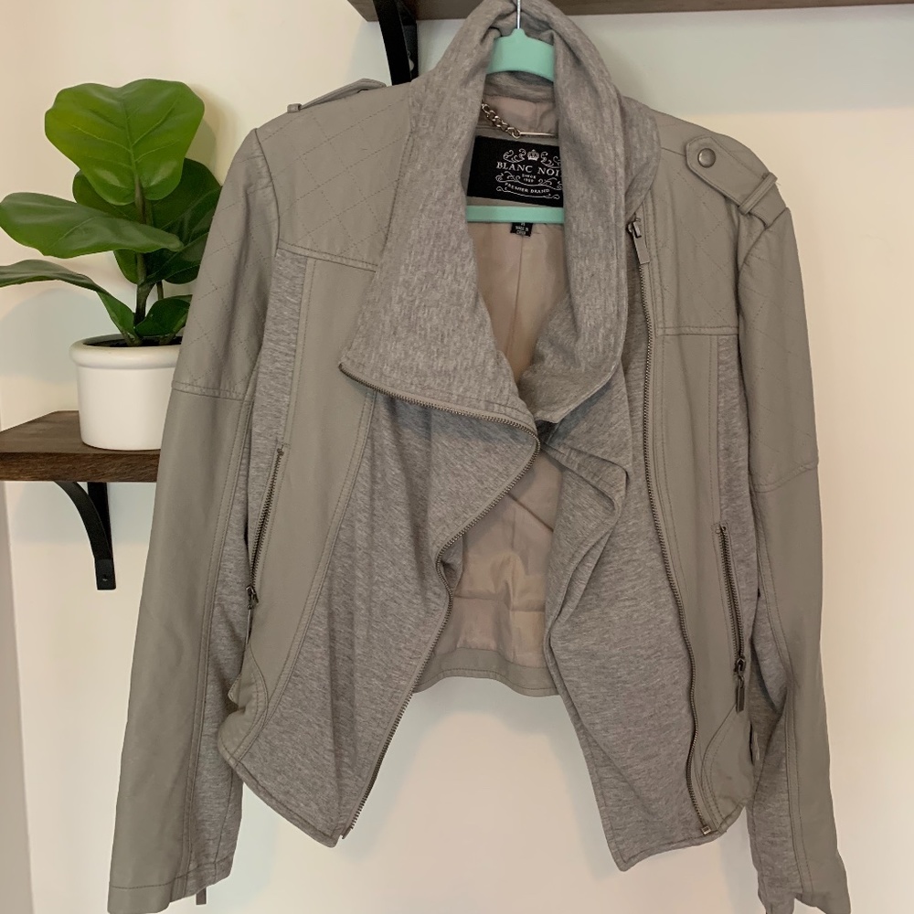 Blanc Noir Leather/Fabric Jacket